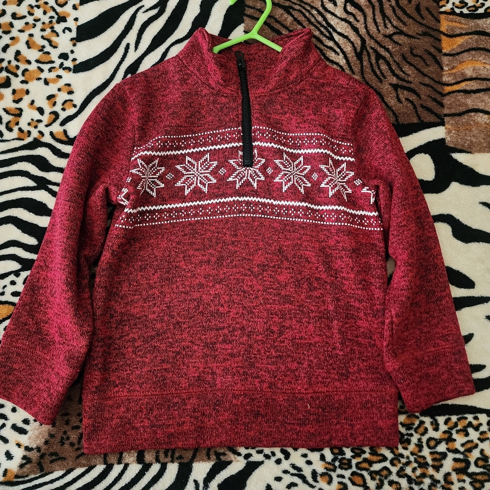 🎉Sonoma Life+Styles Red Quarter-Zip Sweater w/ Snowflake Pattern Size Small(4)